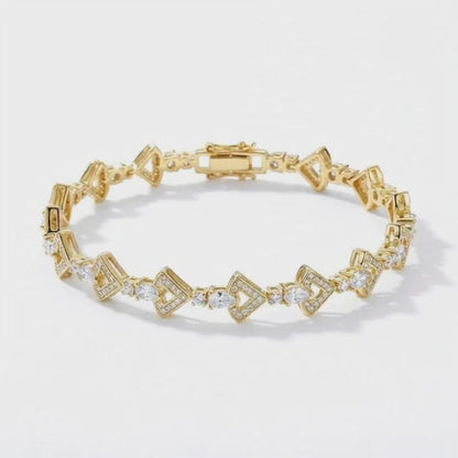 Gold-Plated Heart & Stone Link Bracelet