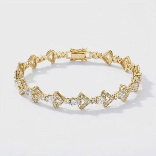 Gold-Plated Heart & Stone Link Bracelet
