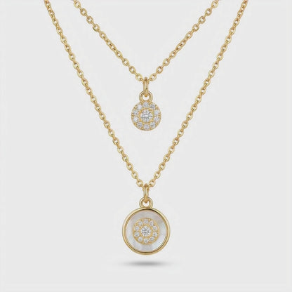 Gold-Plated Double Layer Coin Pendant Necklace