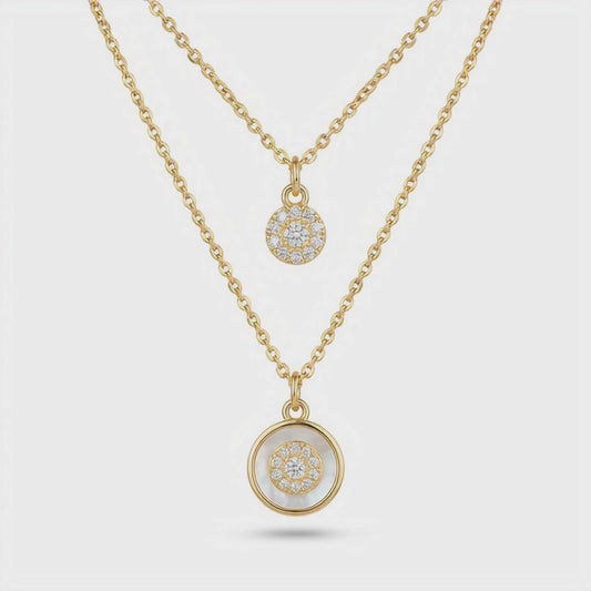 Gold-Plated Double Layer Coin Pendant Necklace