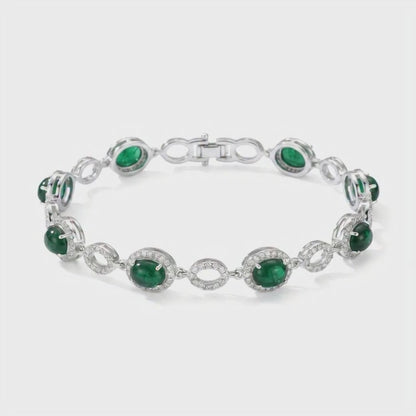 Silver-Tone Oval Halo Multi-Stone Bracelet