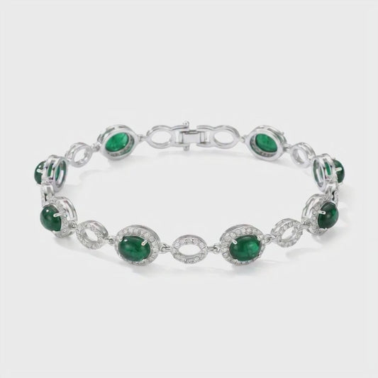 Silver-Tone Oval Halo Multi-Stone Bracelet