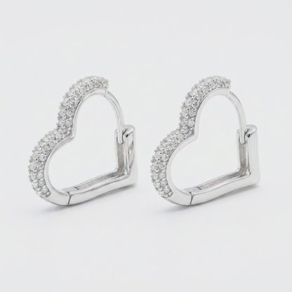 Silver Tone Slim Pavé Hoop Earrings