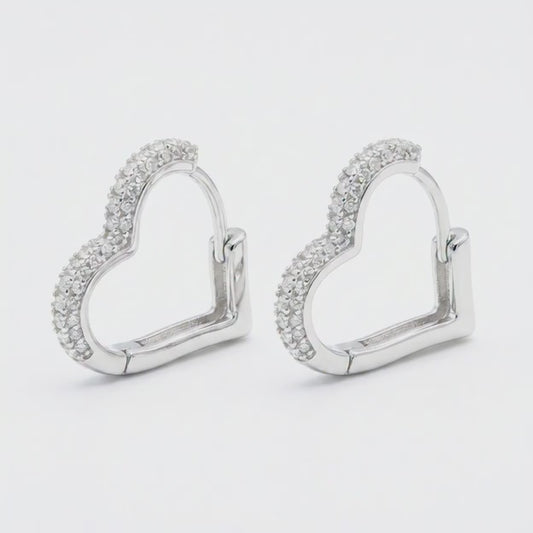 Silver Tone Slim Pavé Hoop Earrings