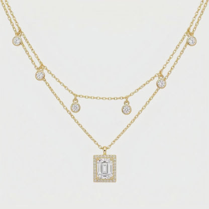 Gold-Plated Layered Charm Pendant Necklace