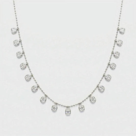 Silver-Tone Teardrop Charm Necklace