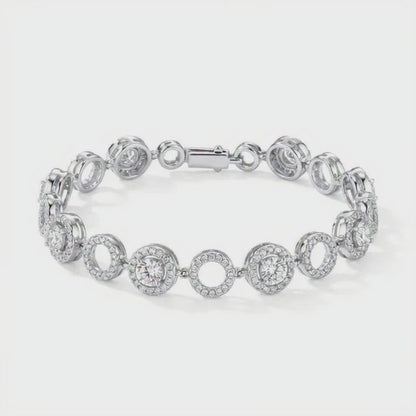 Silver-Tone Round Halo Cluster Bracelet