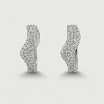 Silver Tone Curved Pavé Statement Earrings