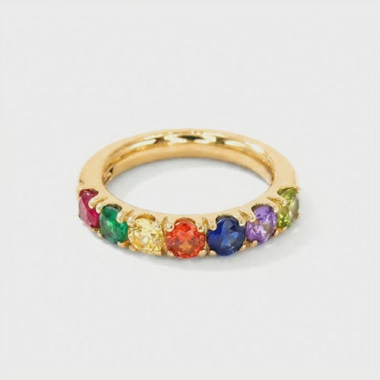 Gold-Plated Rainbow Multi-Stone Eternity Ring