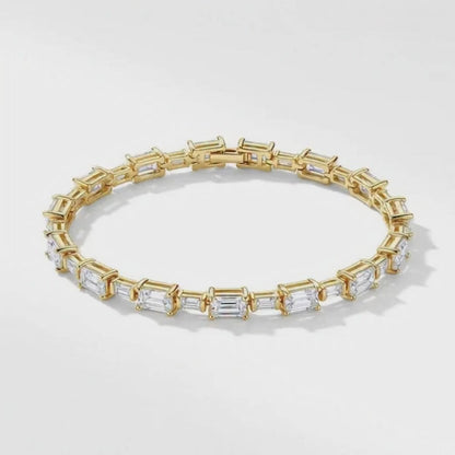 Gold-Plated Emerald-Cut Station Bracelet