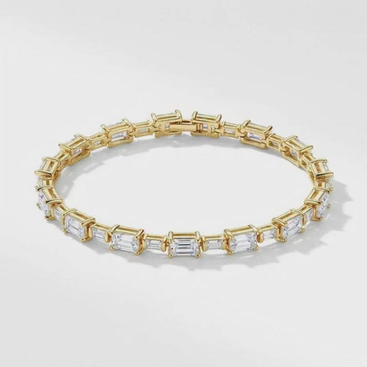 Gold-Plated Emerald-Cut Station Bracelet