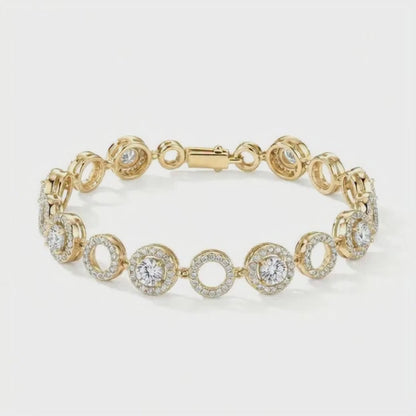 Gold-Plated Round Halo Link Bracelet