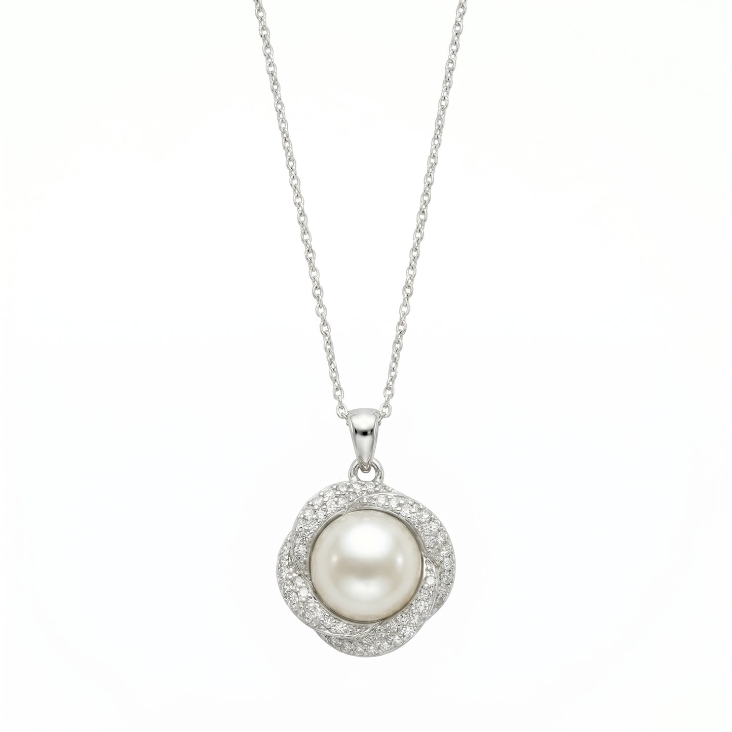 Silver-Tone Pearl Circle Pendant Necklace