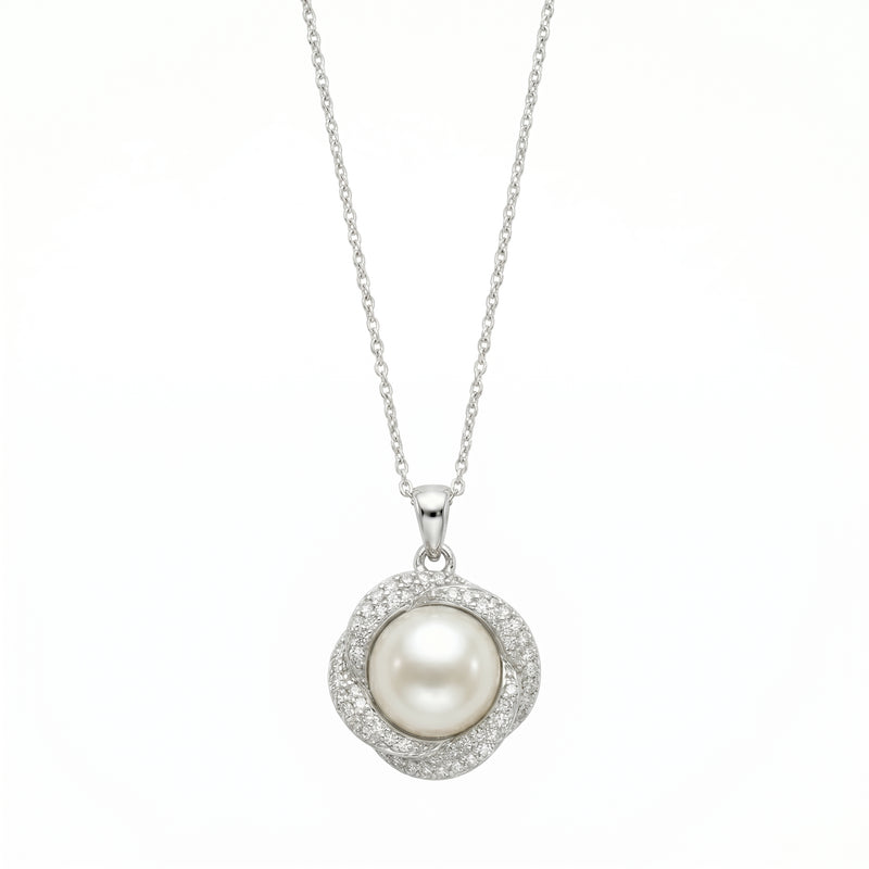 Silver-Tone Pearl Circle Pendant Necklace